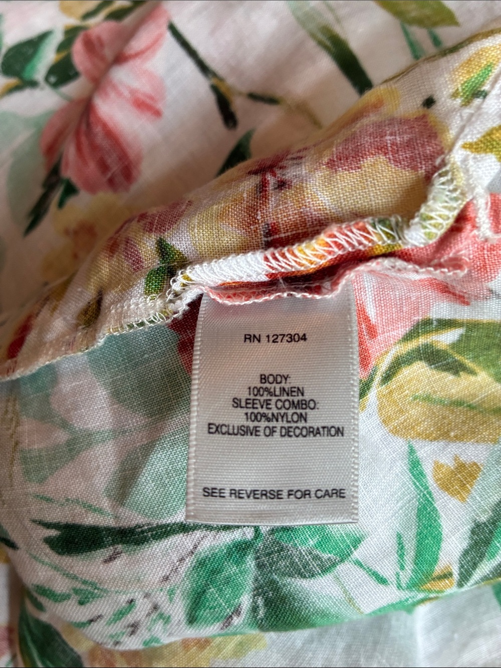 John Mark Linen Floral Tunic with Colorful Embroidered Bib Size Medium - Picture 7 of 7